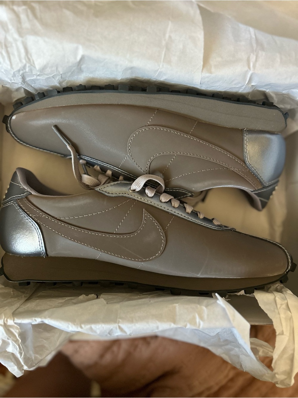 Nike Women’s Metallic Taupe/Gray Low-Top Running Sneakers